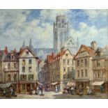 Pierre LE BOEUFF (act.1899-1920) French Market Square Oil on canvas 50 x 60cm