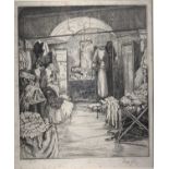 Gwen MAY (XX) Dressing-room (probably the Old Vic) Etching, signed 29 x 25cm plate size