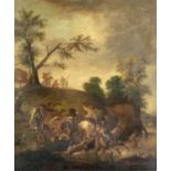 Jan VAN HUCHTENBURGH (Attrib.) (1647-1733) Cavalry Skirmish Oil on oak panel 39.5 x 34cm