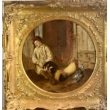 Alfred H. GREEN (act.1844-1878) The farm Boy Sleeps Oil on canvas, lined Monogrammed 33cm diameter