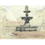 Alethea GARSTIN (1894 - 1978)FountainMixed media on paper20 x 26cm