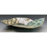 Carol MCNICOLL (b. 1943)An unusual split ceramic bowl, in the form of two interwoven archesPainted
