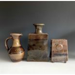 Three pieces of studio pottery possibly by Margaret Hall, each with impressed makers mark.