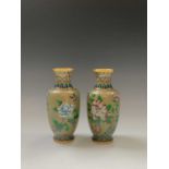 A pair of Chinese cloisonne vases, decorated with floral sprays and foliage, height `20.5cm.