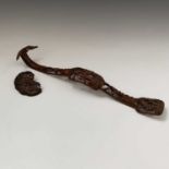 A Chinese carved bamboo ruyi sceptre, 19th century, with figures, birds, clouds and foliage,