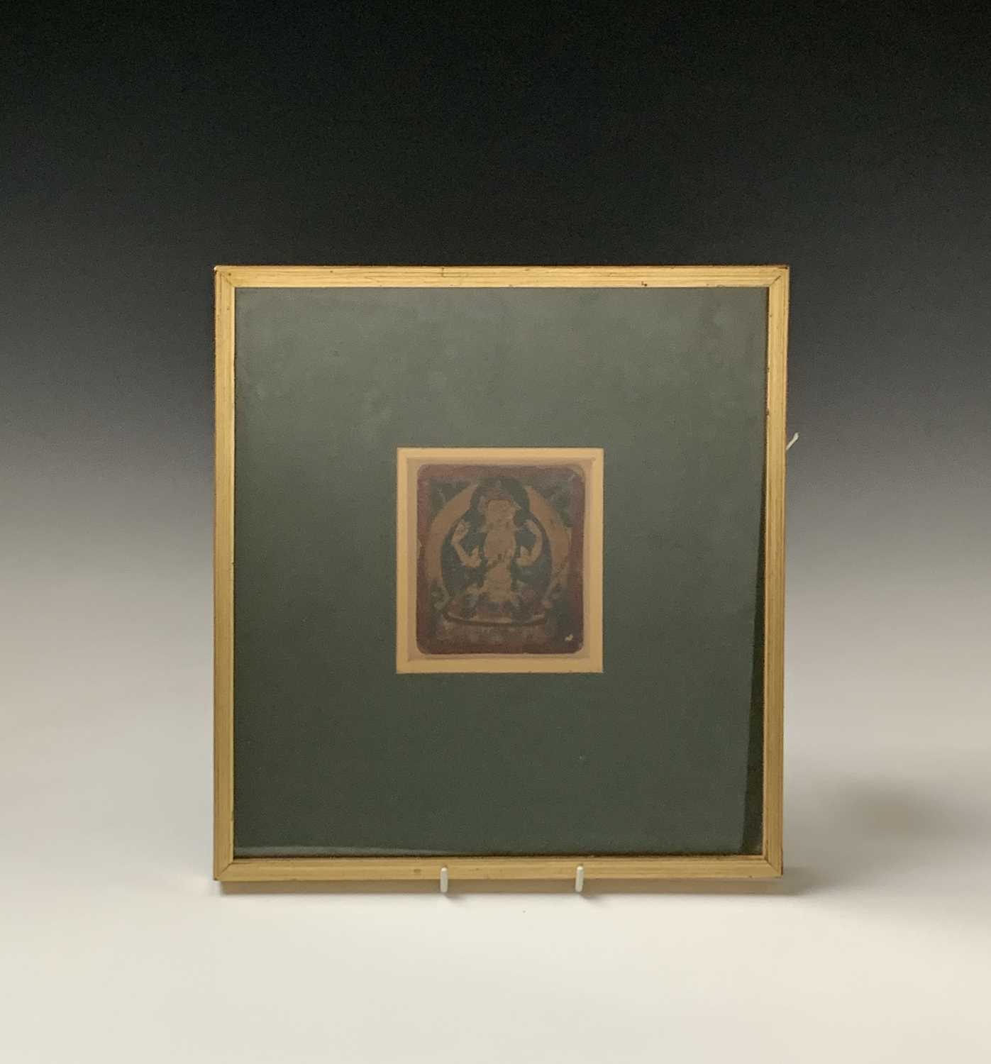 A Chinese oil on panel of a Bodhisattva, 10 x 9cm, frame size 32.5 x 30cm.Condition report: Small