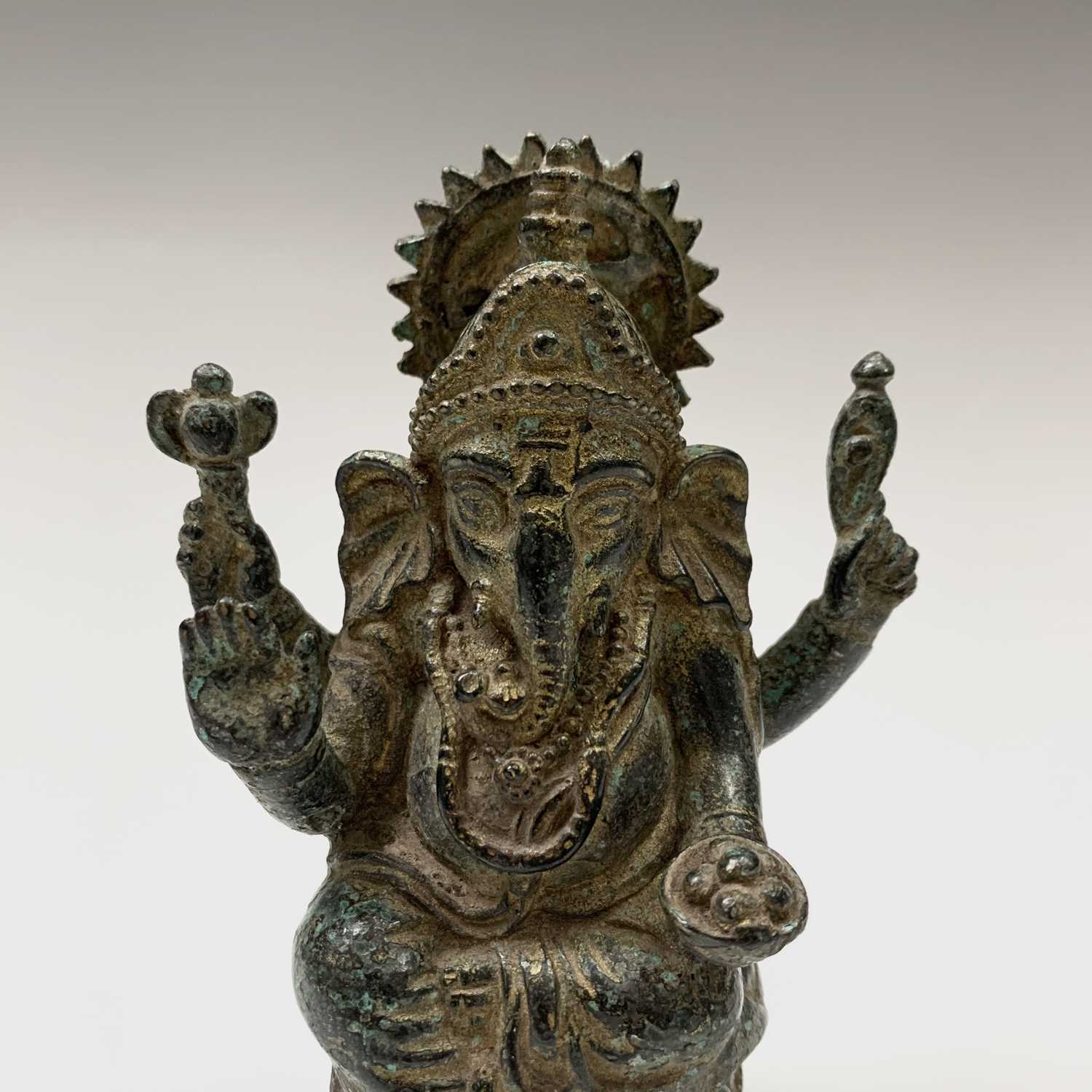 A small Indian bronze figure of Ganesha, height 12.5cm. - Image 3 of 4