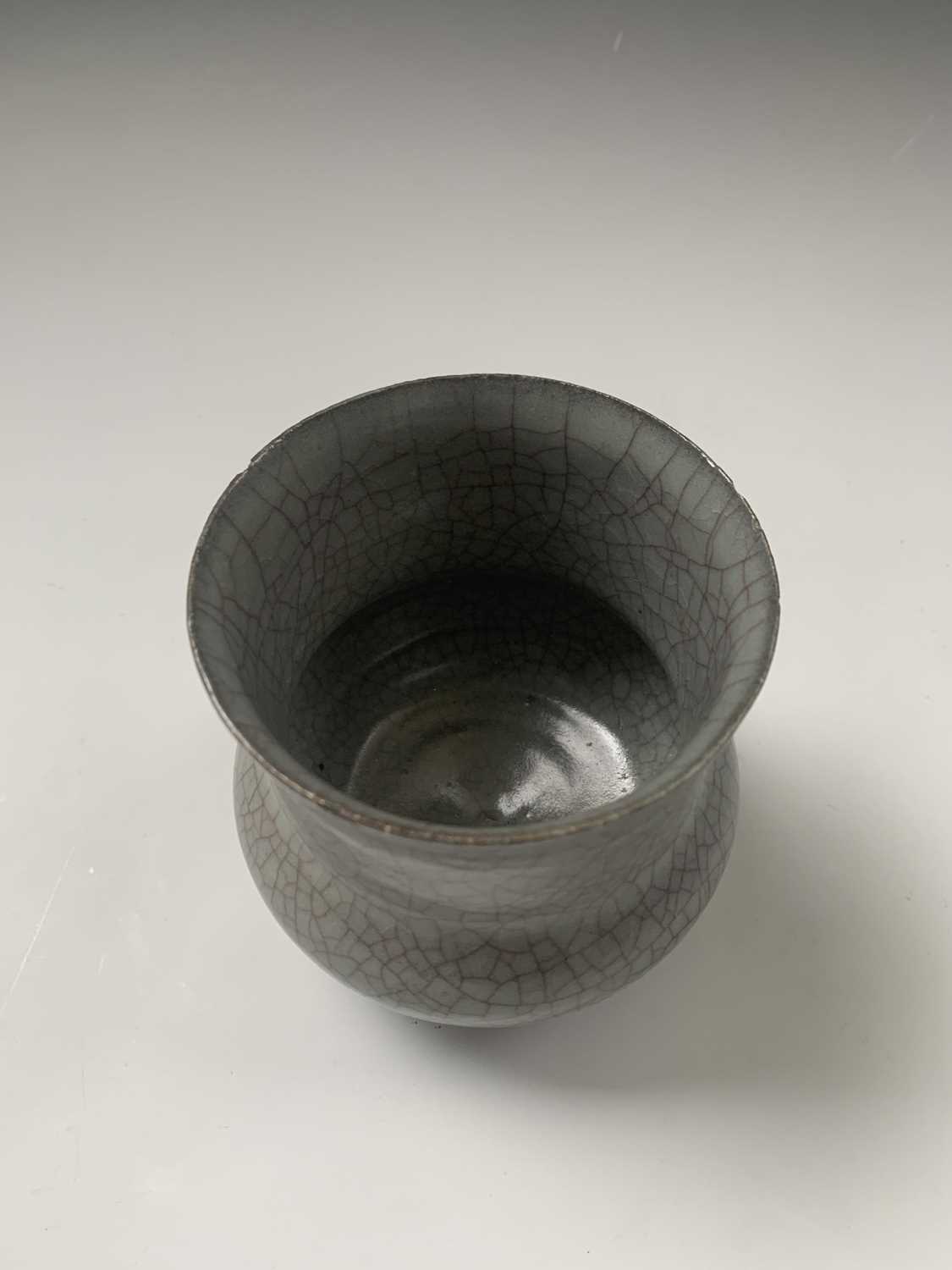 A Chinese Ge-type glazed zhadou, Ming period, height 11cm, diameter 11.5cm.Condition report: Chips - Image 6 of 16