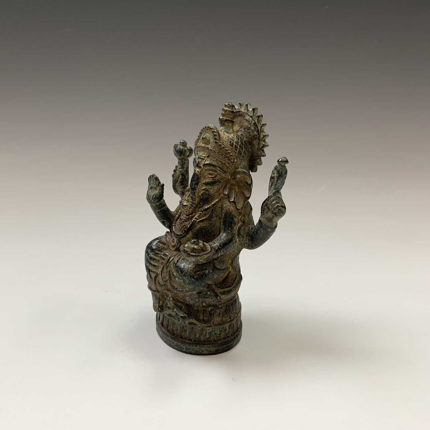A small Indian bronze figure of Ganesha, height 12.5cm. - Image 4 of 4