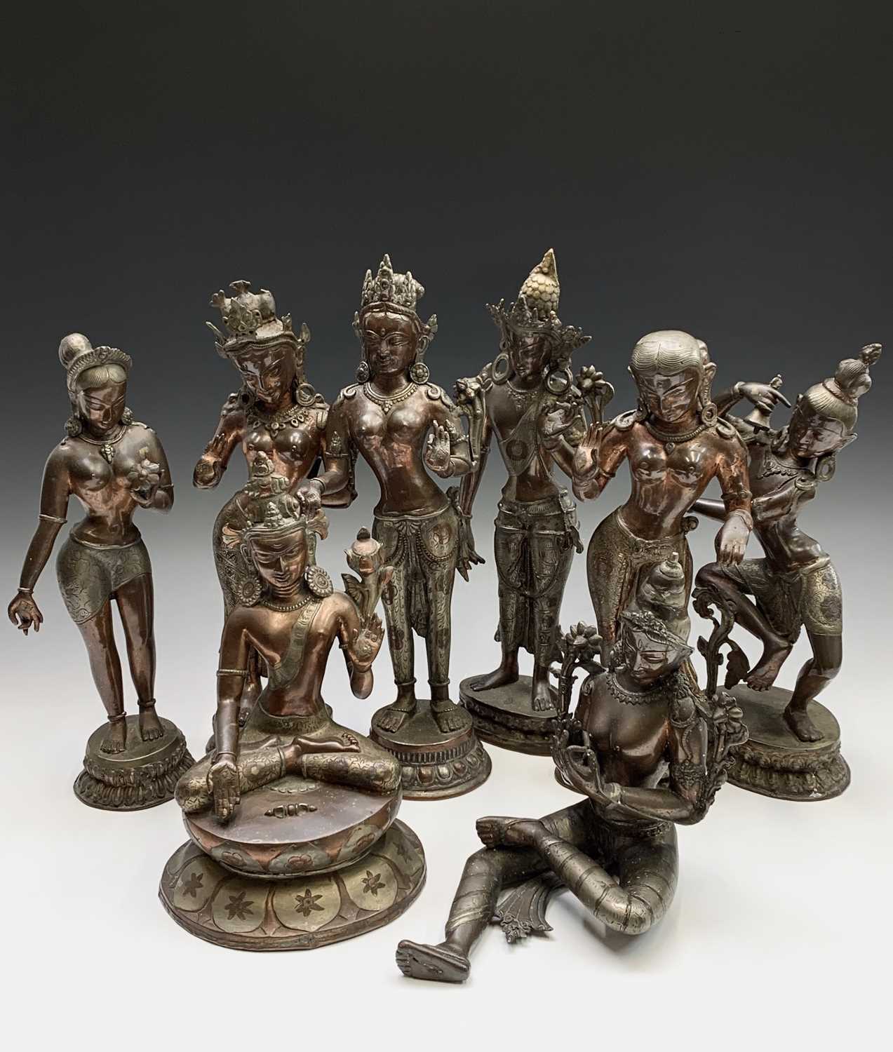 Eight Indian bronze figures of deities, 20th century, height of largest 45cm. - Image 17 of 17