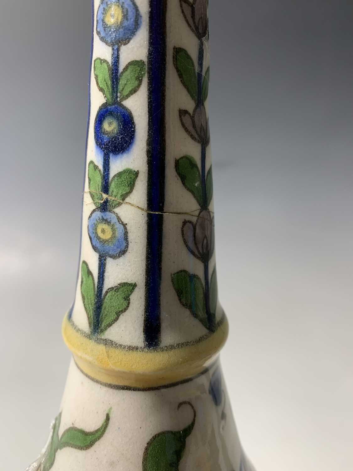 A Persian pottery bottle vase, circa 1900, the white ground with wild boar amongst stylised - Image 5 of 13