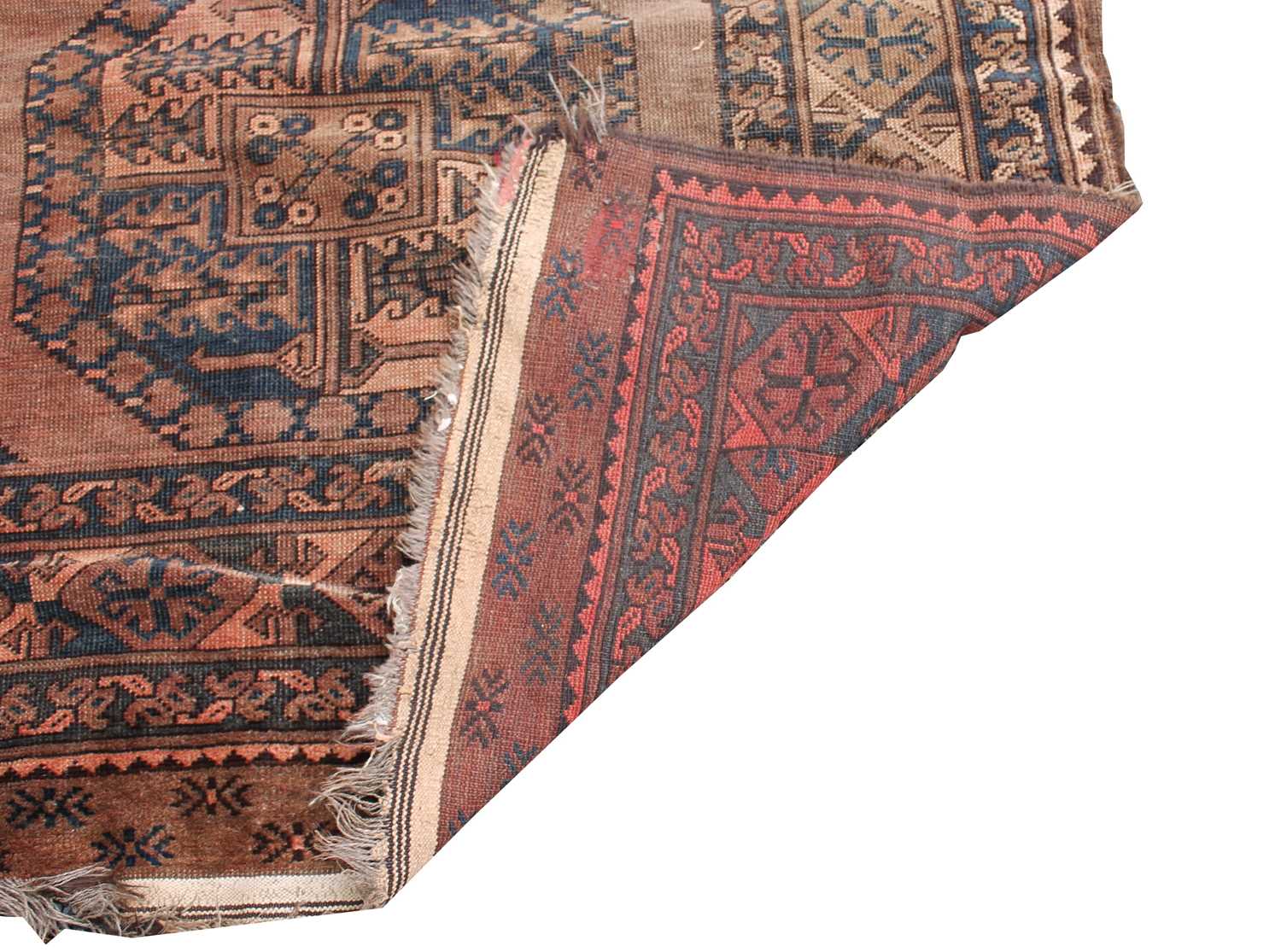 An Afghan Ersari carpet, the camel field with six rows of three octagonal medallions, within a - Image 4 of 4