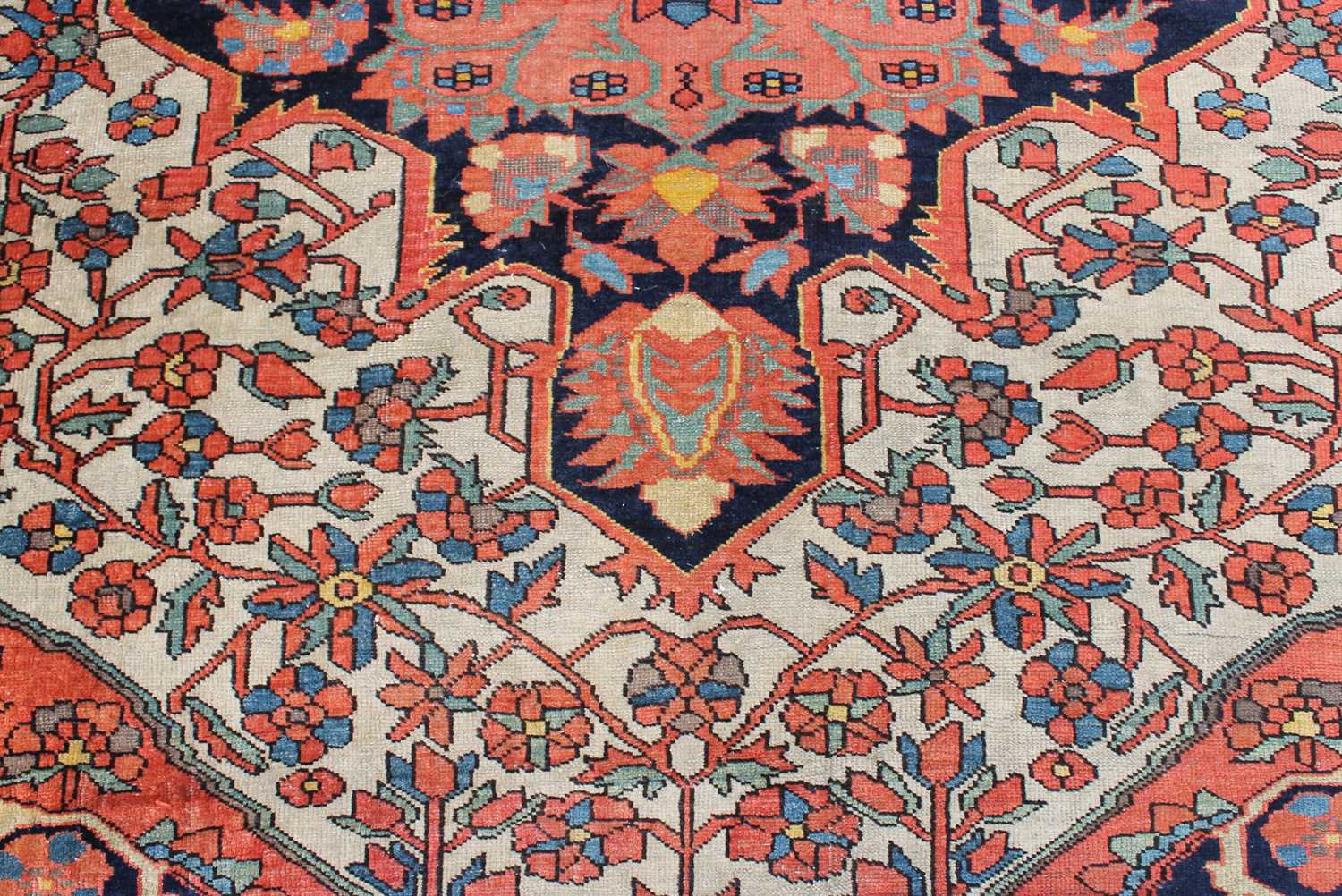 A Sarough rug, West Persia, the ivory field with an indigo central medallion, with palmettes and - Image 3 of 8