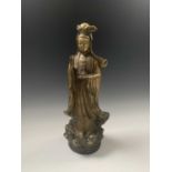 A Japanese bronze figure of Guanyin, height 43cm.
