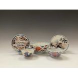 A selection of Chinese Imari porcelain items, 18th century, comprising a bowl, cup and saucer, tea