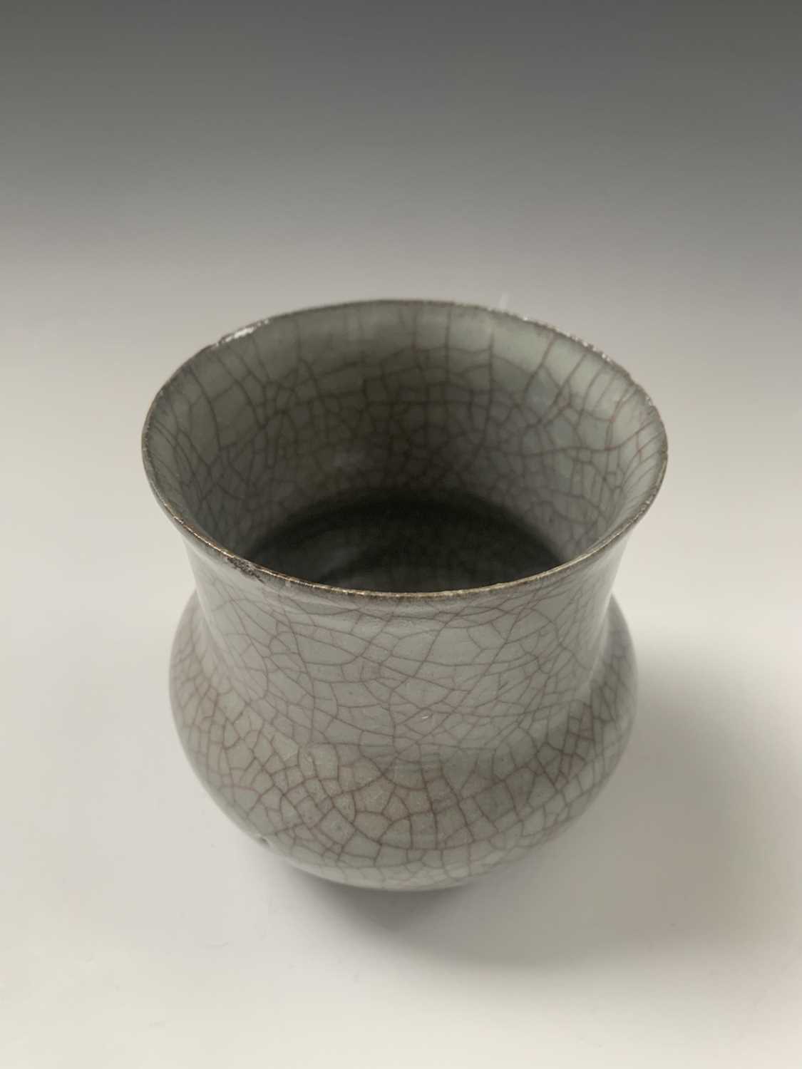 A Chinese Ge-type glazed zhadou, Ming period, height 11cm, diameter 11.5cm.Condition report: Chips - Image 8 of 16