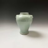A Chinese celadon baluster vase, height 28.5cm.Condition report: Glaze firing flaws otherwise in