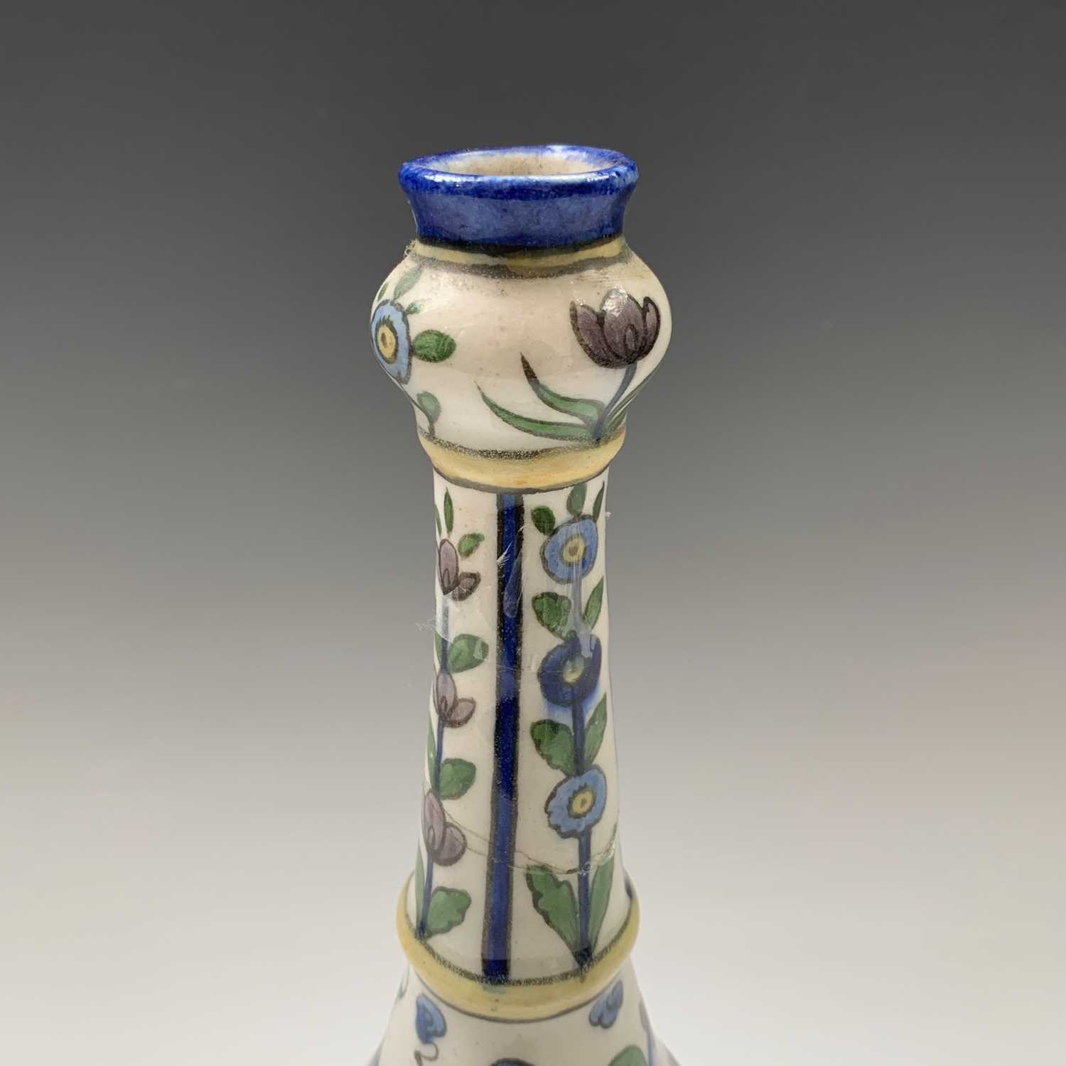 A Persian pottery bottle vase, circa 1900, the white ground with wild boar amongst stylised - Image 2 of 13