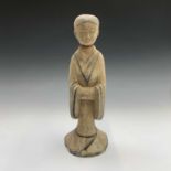 A Tang style hand maiden funeral figure, height 41cm.Condition report: Chip to base. The head does