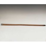 A silver topped malacca walking cane, 19th century, length 87cm.
