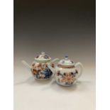 Two Chinese spherical Imari porcelain teapots, 18th century, height 13.5cm, width 19cm, and height