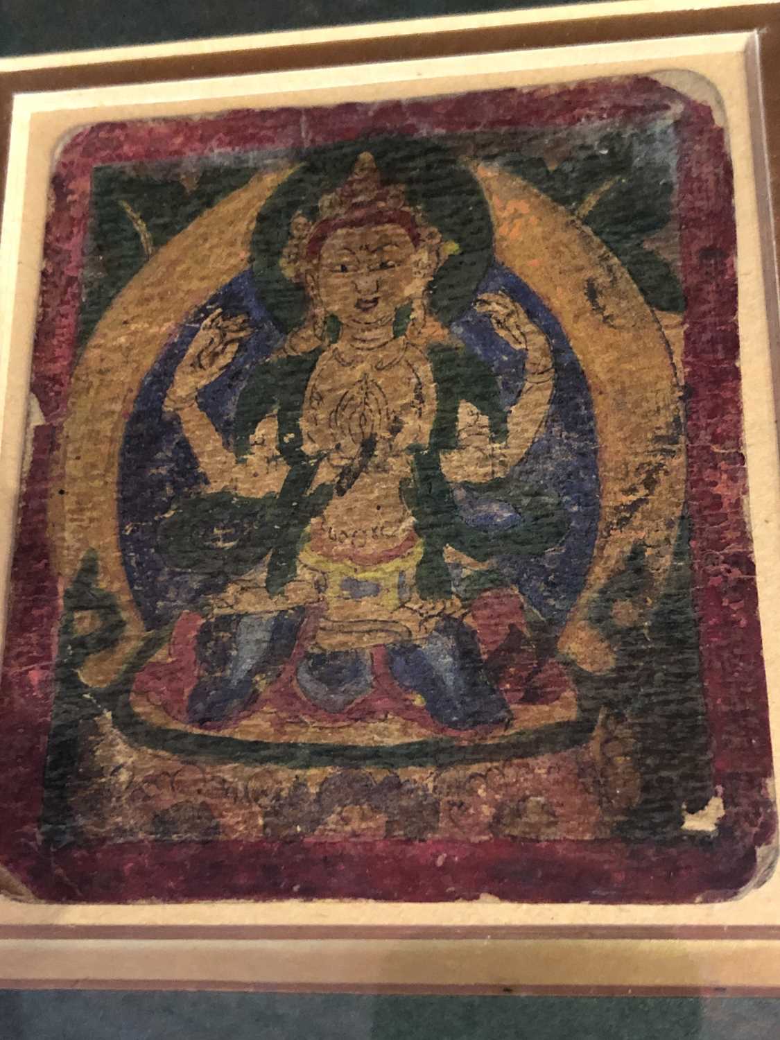 A Chinese oil on panel of a Bodhisattva, 10 x 9cm, frame size 32.5 x 30cm.Condition report: Small - Image 2 of 4