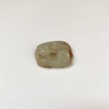 A Chinese jade carving of double felines, Qing dynasty, 4cm x 2.7cm.Condition report: UK postage: £