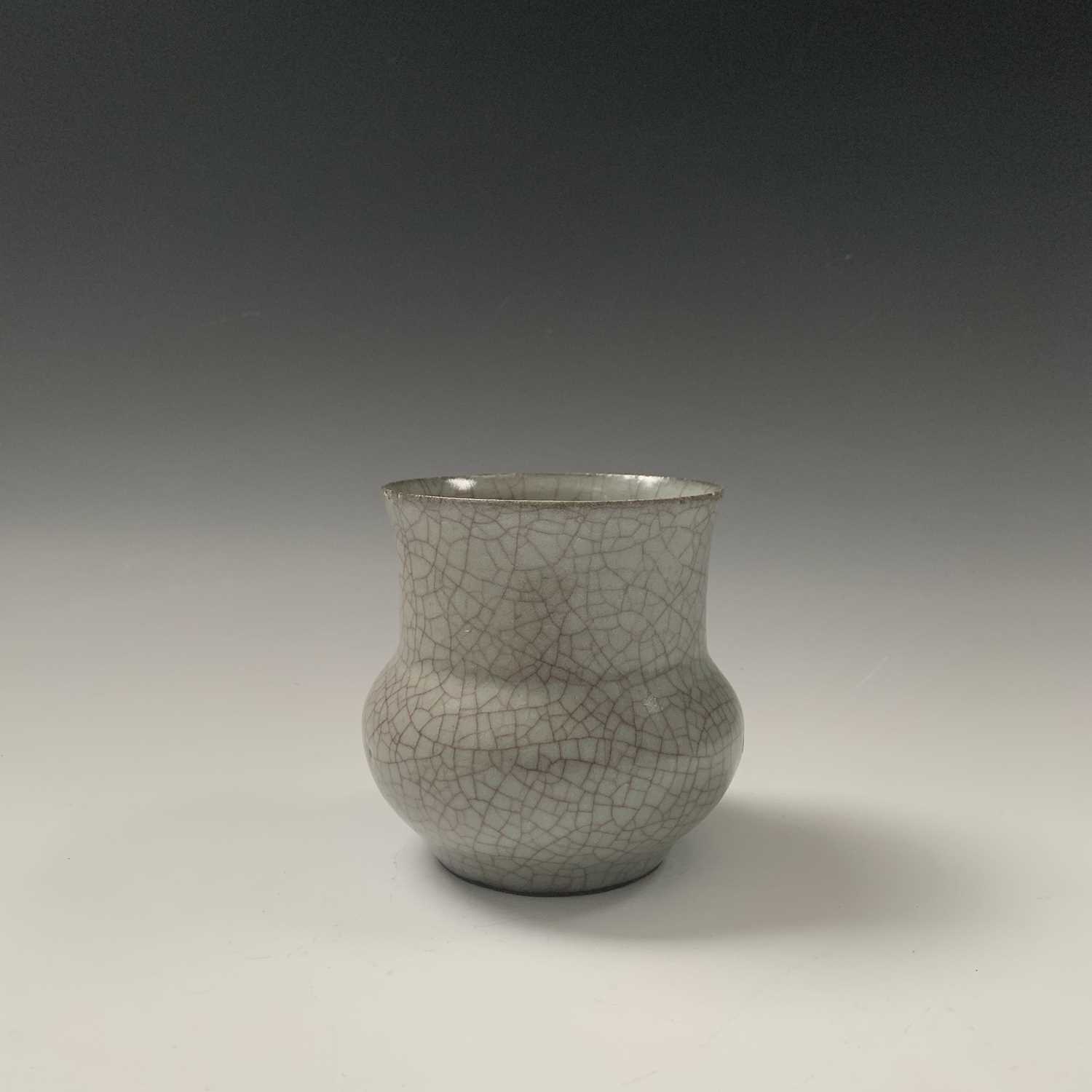 A Chinese Ge-type glazed zhadou, Ming period, height 11cm, diameter 11.5cm.Condition report: Chips - Image 4 of 16