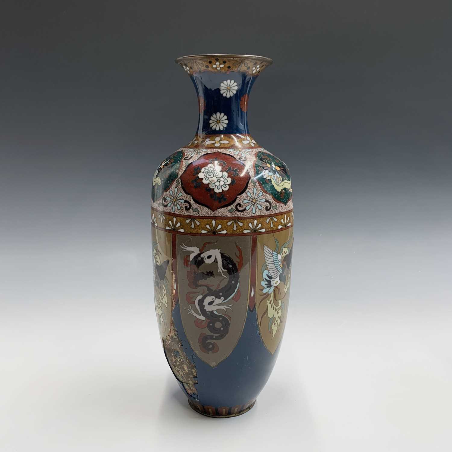 A pair of Japanese cloisonne vases, late 19th century, height 36cm. - Image 3 of 5