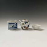 A Chinese blanc de chine tea bowl, height 4cm, diameter 8.5cm, a Japanese porcelain teapot, 19th