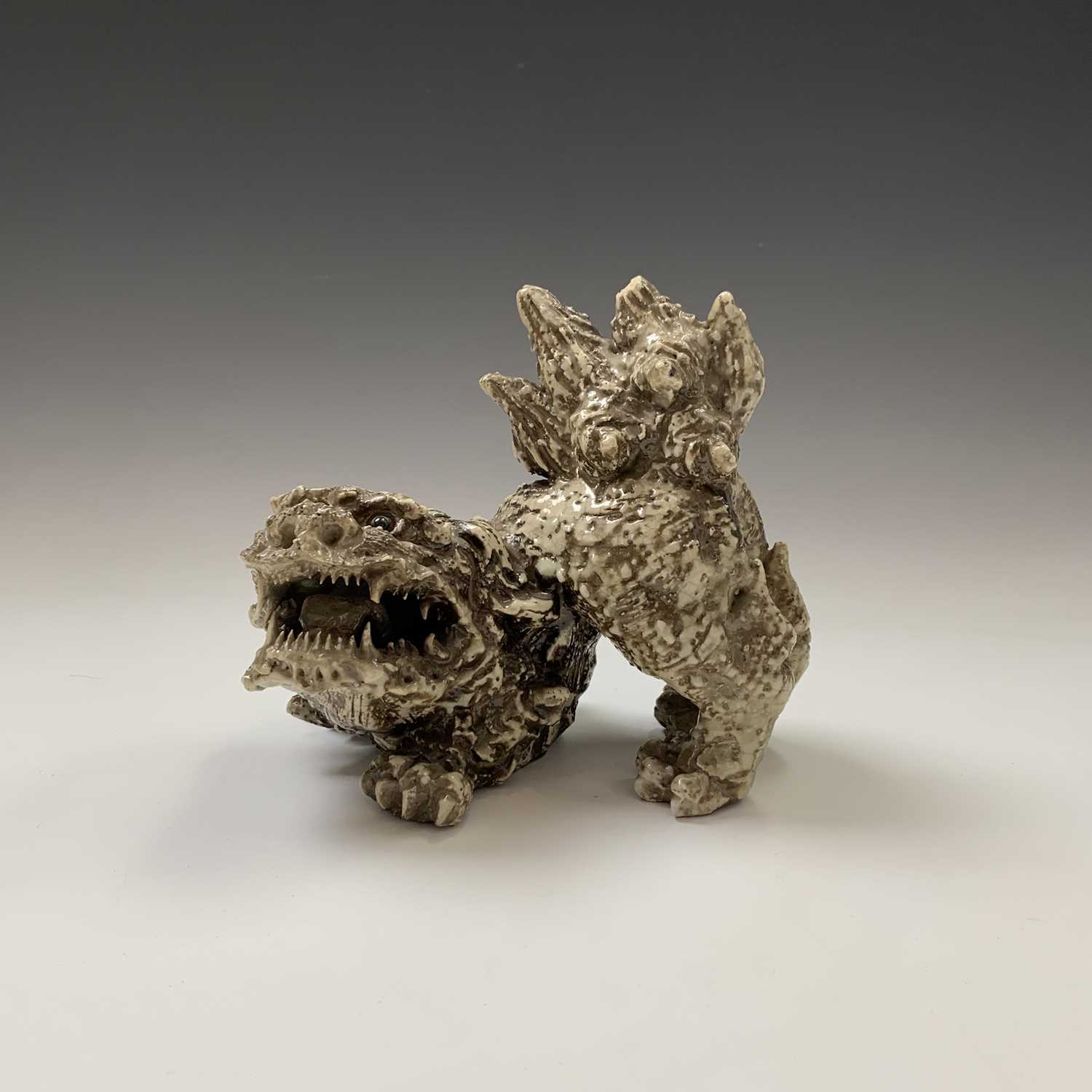 A Chinese celadon glazed pottery dog of fo, early 20th century, .height 23cm, length 28cm,width 11cm - Image 2 of 8