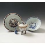 A Chinese blue and white porcelain bowl, 18th century, height 11.5cm, diameter 27cm, an imari
