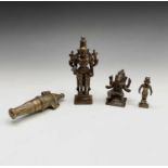 An Indian bronze model of Ganesh, 19th century, height 9cm, another Indian bronze figure, 19th