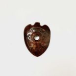 A Chinese jade heart-shaped pendant, 6.3 x 4.8cm.