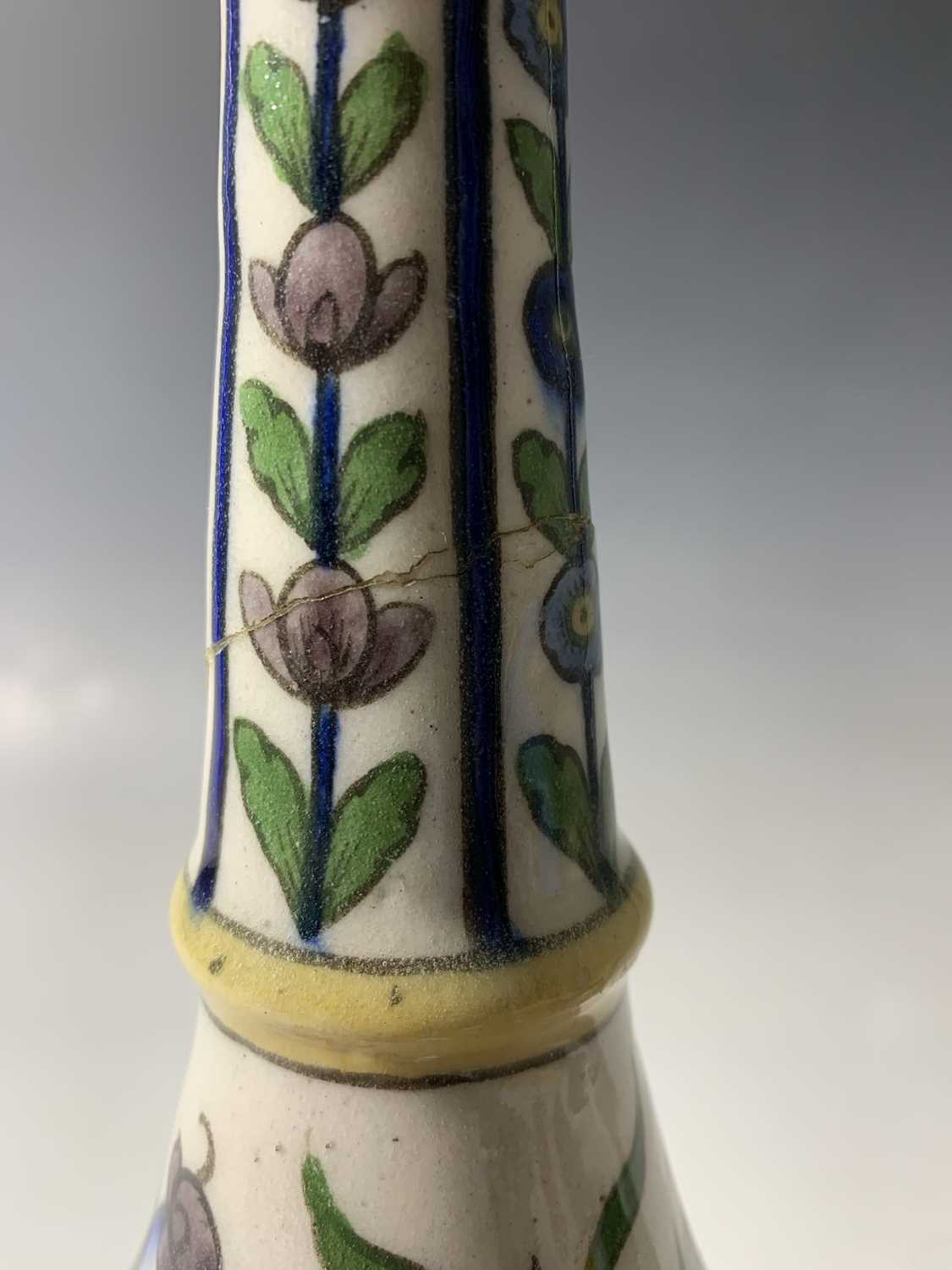 A Persian pottery bottle vase, circa 1900, the white ground with wild boar amongst stylised - Image 6 of 13