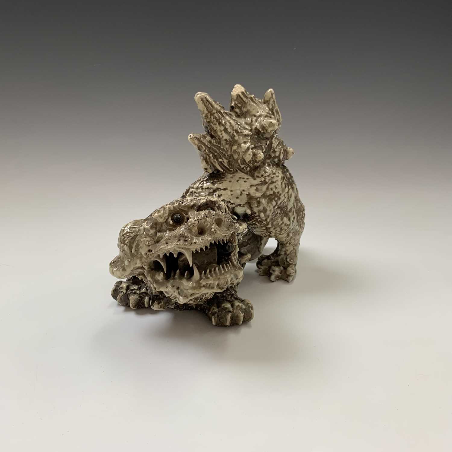 A Chinese celadon glazed pottery dog of fo, early 20th century, .height 23cm, length 28cm,width 11cm - Image 7 of 8