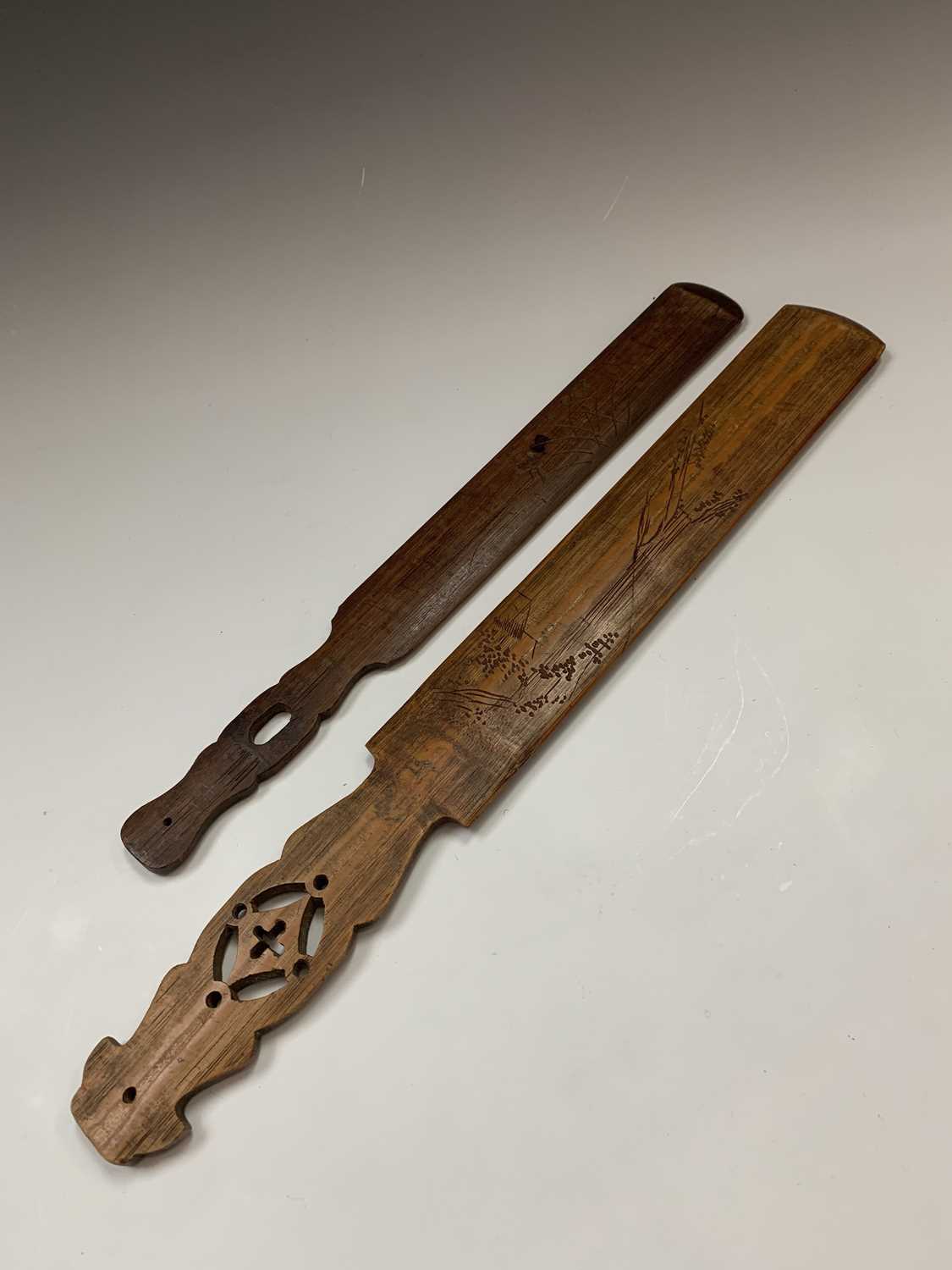 Two Japanese carved bamboo paper knives, Meiji Period, lengths 45cm and 36.5cmCondition report: UK - Image 9 of 10