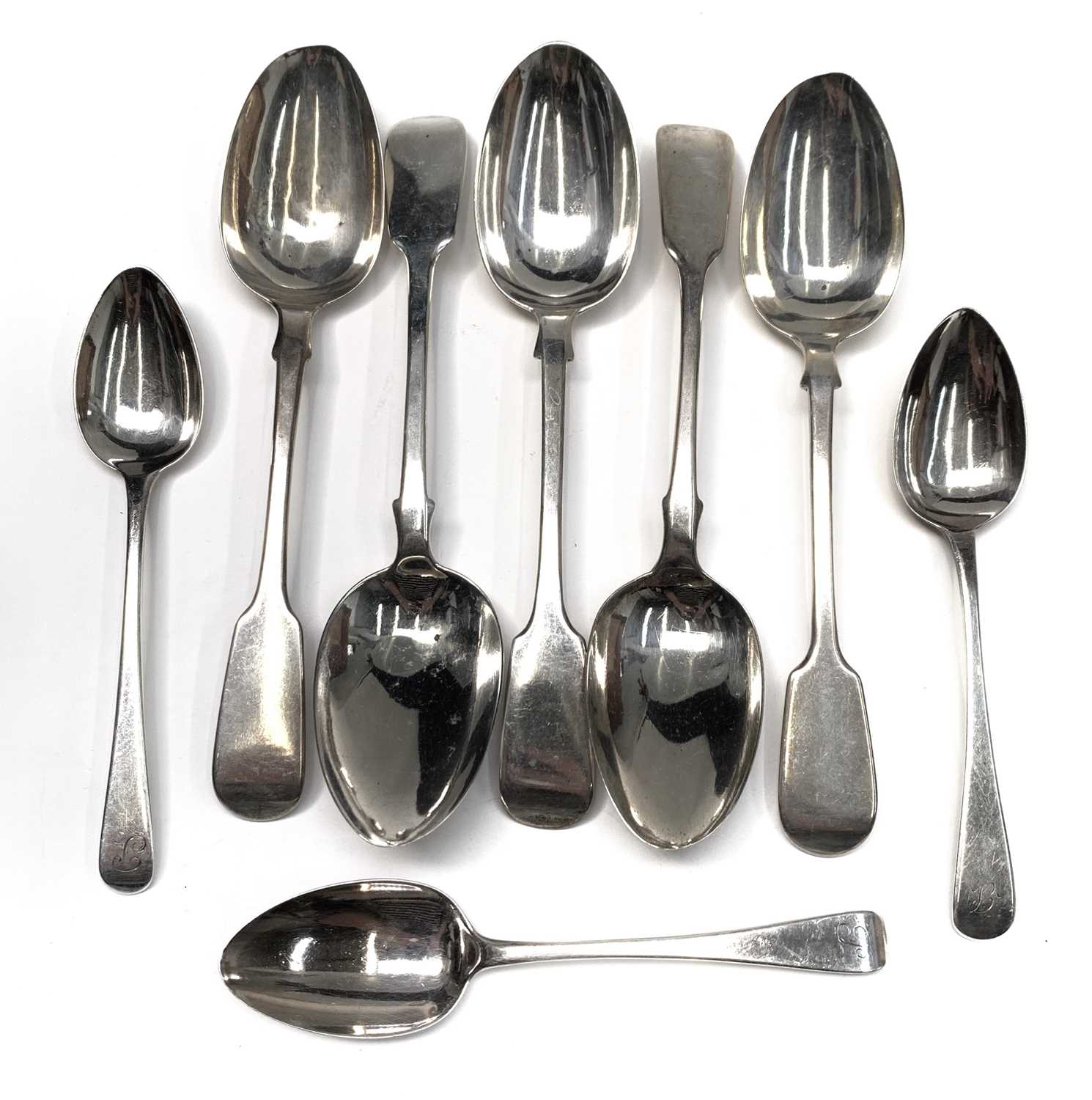 Eight English silver spoons 13.6oz