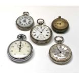 Three silver cased key wind watches one other watch and a Smiths stop watch