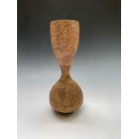 Tall sculptural vase of waisted cylindical form by Joanna Constantinidis, impressed C makers mark.