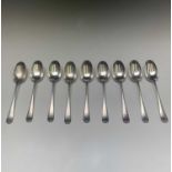 A set of nine Elkington Rat-tail pattern tablespoons, griffin crest Birmingham 1903 21.3oz