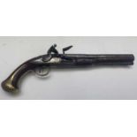A rare George III flintlock pistol by Smith of Bath, with 9" (23cm) steel barrel, moulded and