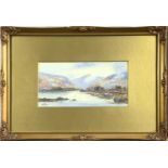 J MILLER (late 19th/early 20th Century British School) Lake LandscapeWatercolourSigned12 x 24.5cm