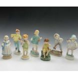 A complete collection of the seven Royal Worcester figures inspired by the poem 'Monday's Child'