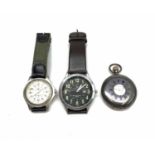 A Benson silver half-hunter cased keyless pocket watch and two wrist watches