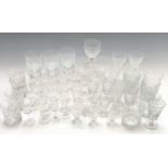 Assorted cut glass including two sets of six tumblers, assorted wine and spirit glasses etc in two