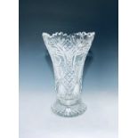 A large cut glass vase. Height 31cm.