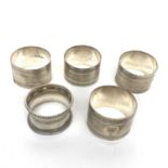 Five silver napkin rings 4.9oz