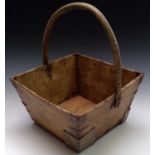 A late 19th/early 20th century treen trug. Height 50cm, width 36cm, depth 38cm.