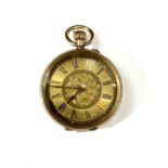 A 14ct gold cased open face keyless fob watch